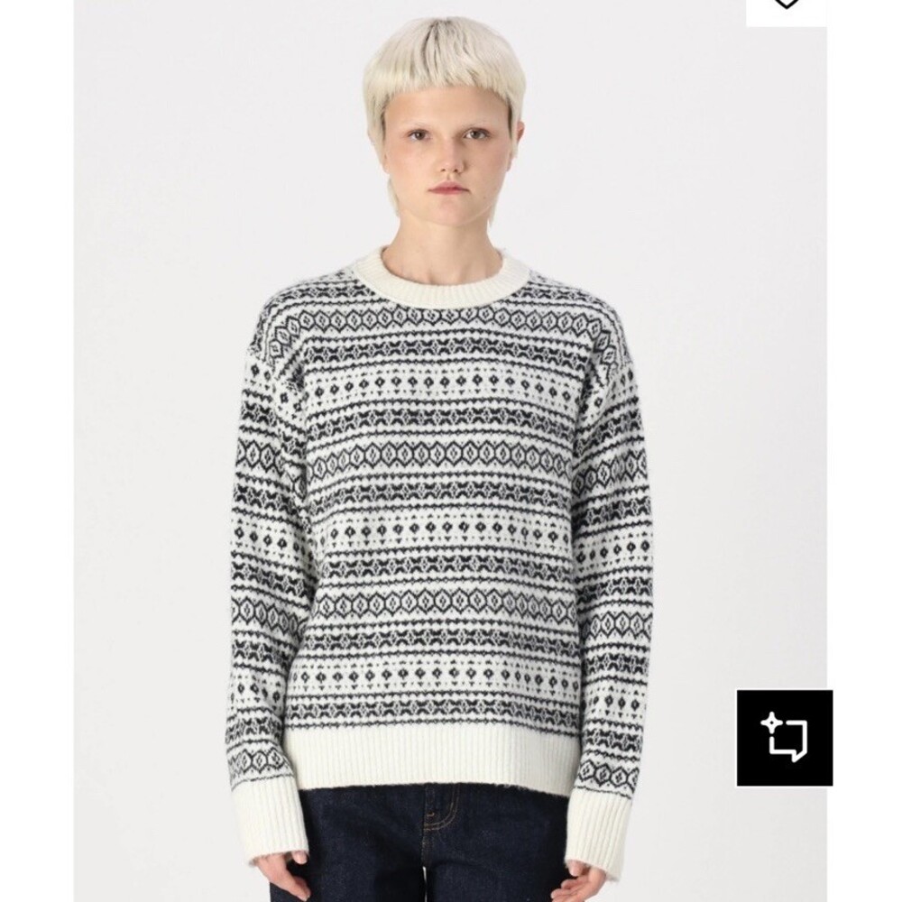 American Eagle XXL White Black knit sweater tribal pattern soft cozy pullover
